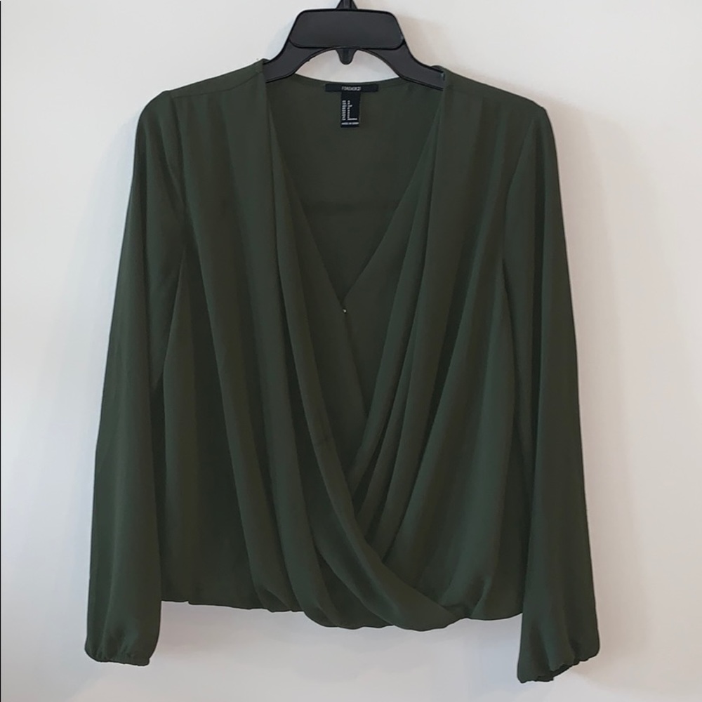 Long sleeve olive blouse